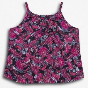 Avenue Womens Plus Size 22/24 Paisley Halter Tank Top Pink Purple Y2K Blouse
